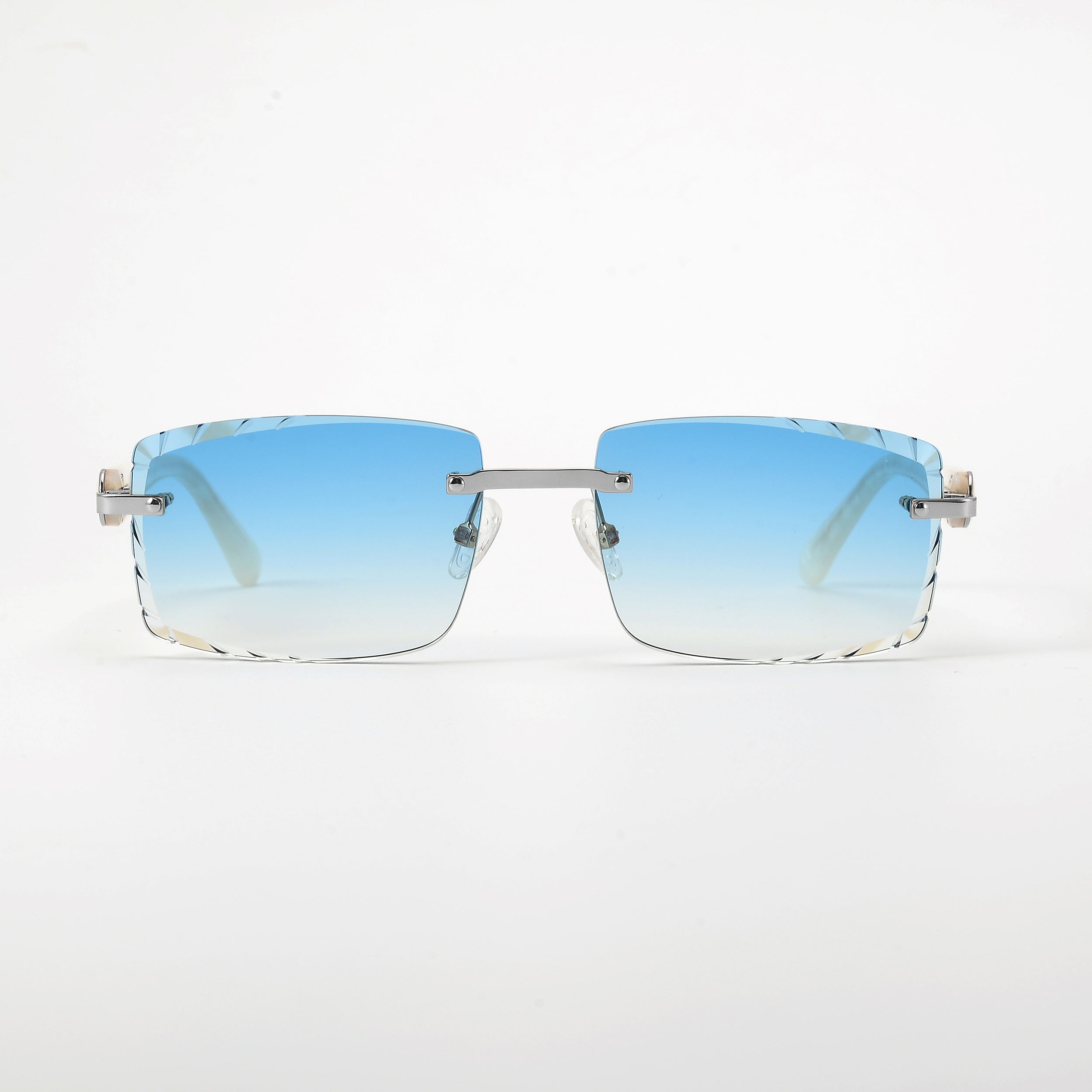 „AZET“ LL004 Pearl/Gold | SkyBlue Verlauf | Rechteck Diamond Cut | AZET SUMMER BABY VIDEO BRILLE