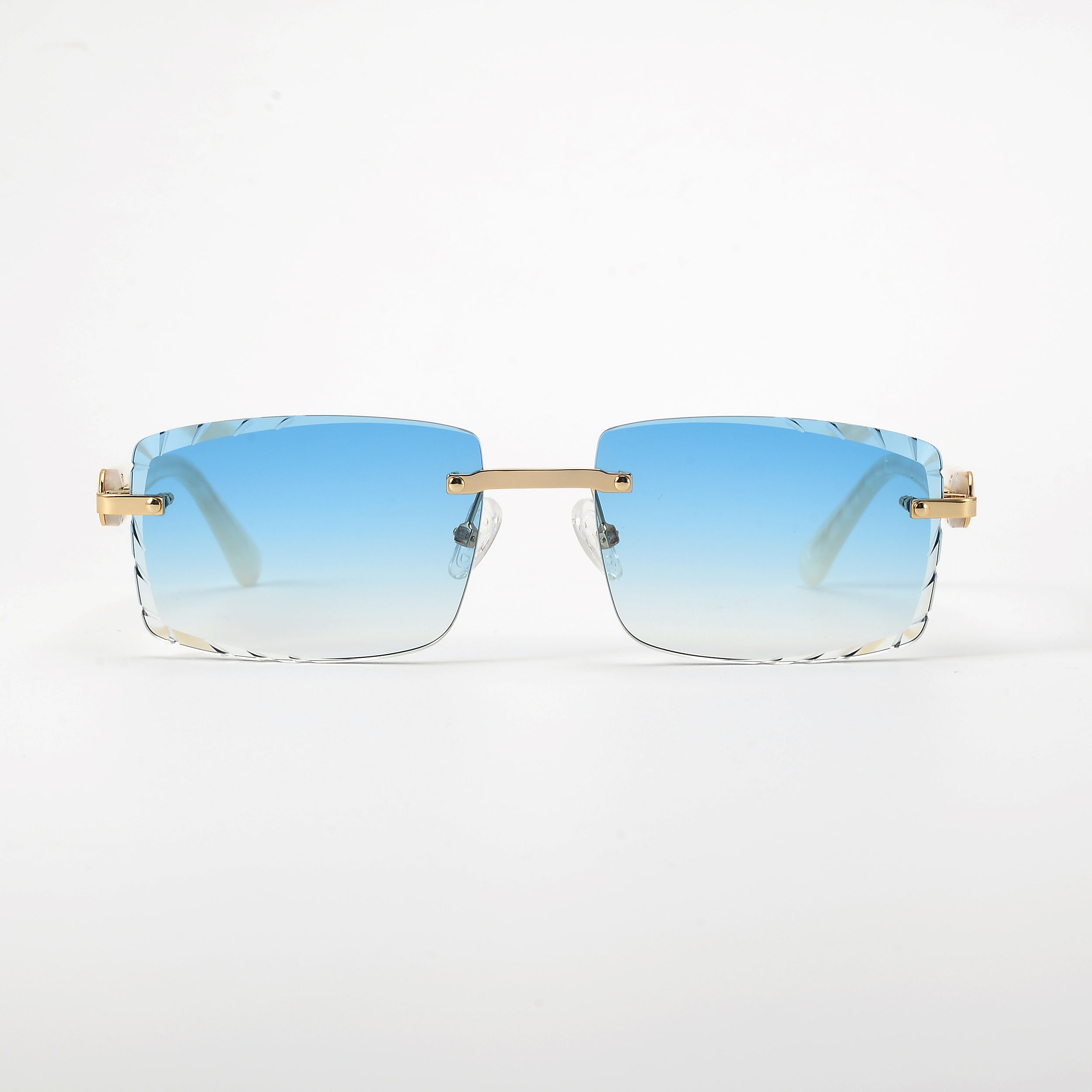 „AZET“ LL004 Pearl/Gold | SkyBlue Verlauf | Rechteck Diamond Cut | AZET SUMMER BABY VIDEO BRILLE