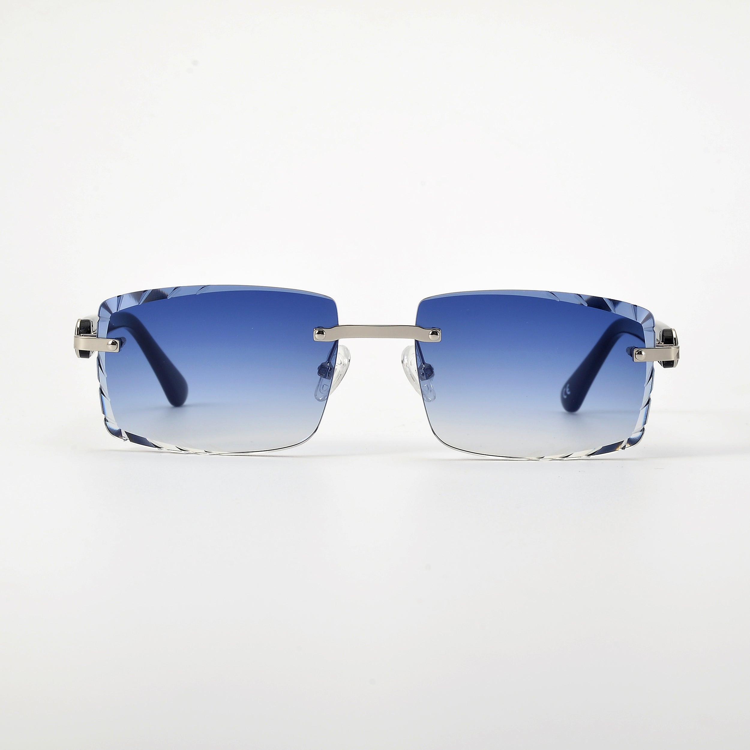LL004 Schwarz/Silber | Royal Blau Verlauf | Rechteck Diamond Cut
