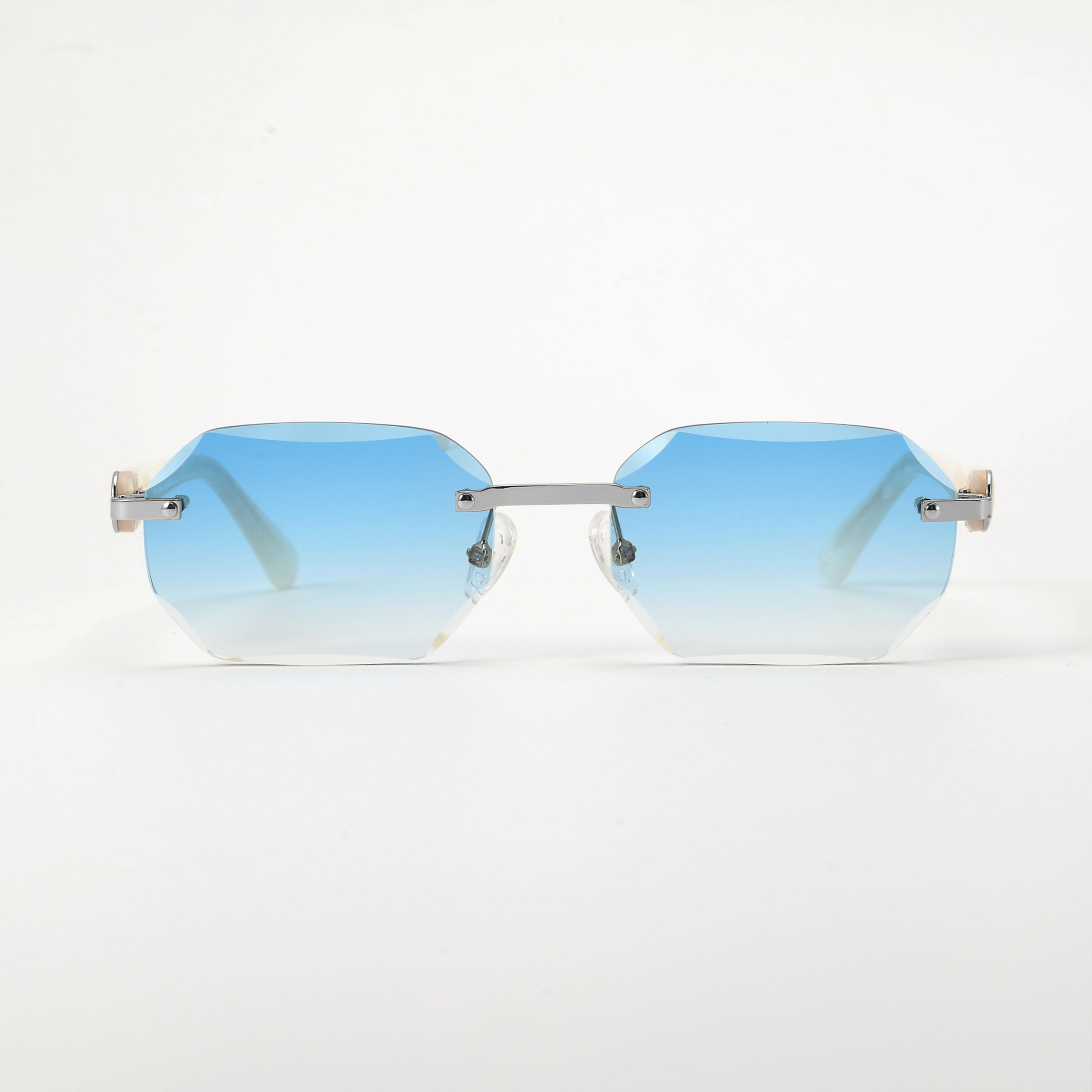 LL004 Pearl/Silber | SkyBlue Verlauf | Achteck Schmuckfacette
