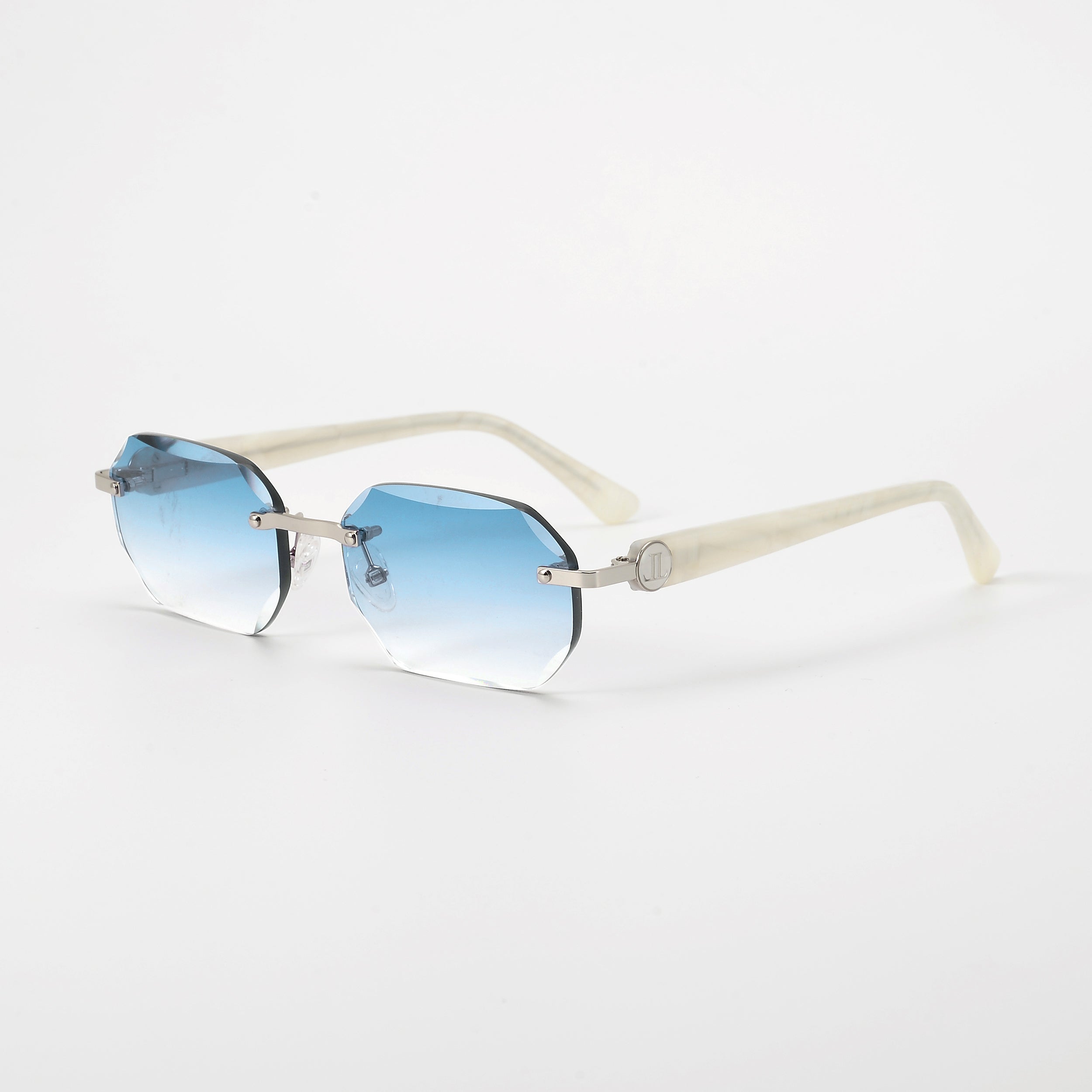 LL004 Pearl/Silber | SkyBlue Verlauf | Achteck Schmuckfacette