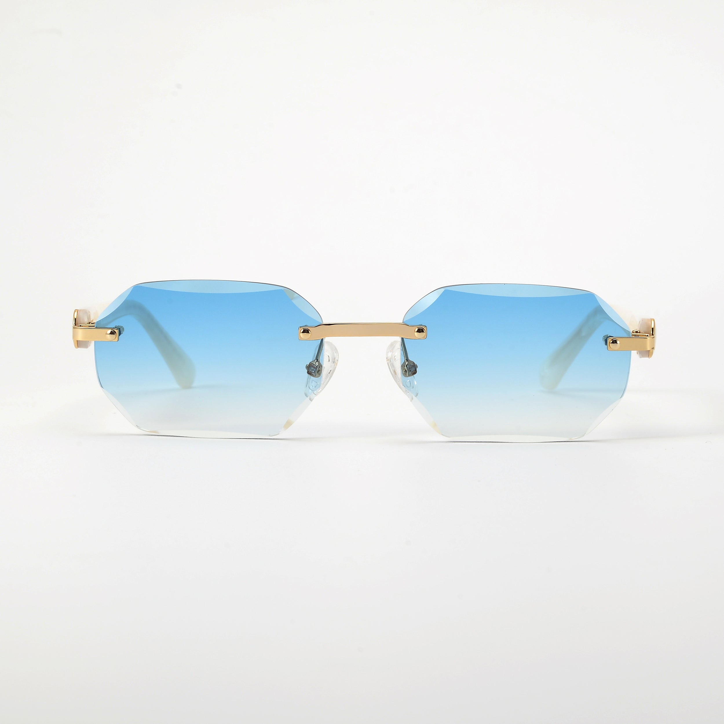 LL004 Pearl/Gold | SkyBlue Verlauf | Achteck Schmuckfacette
