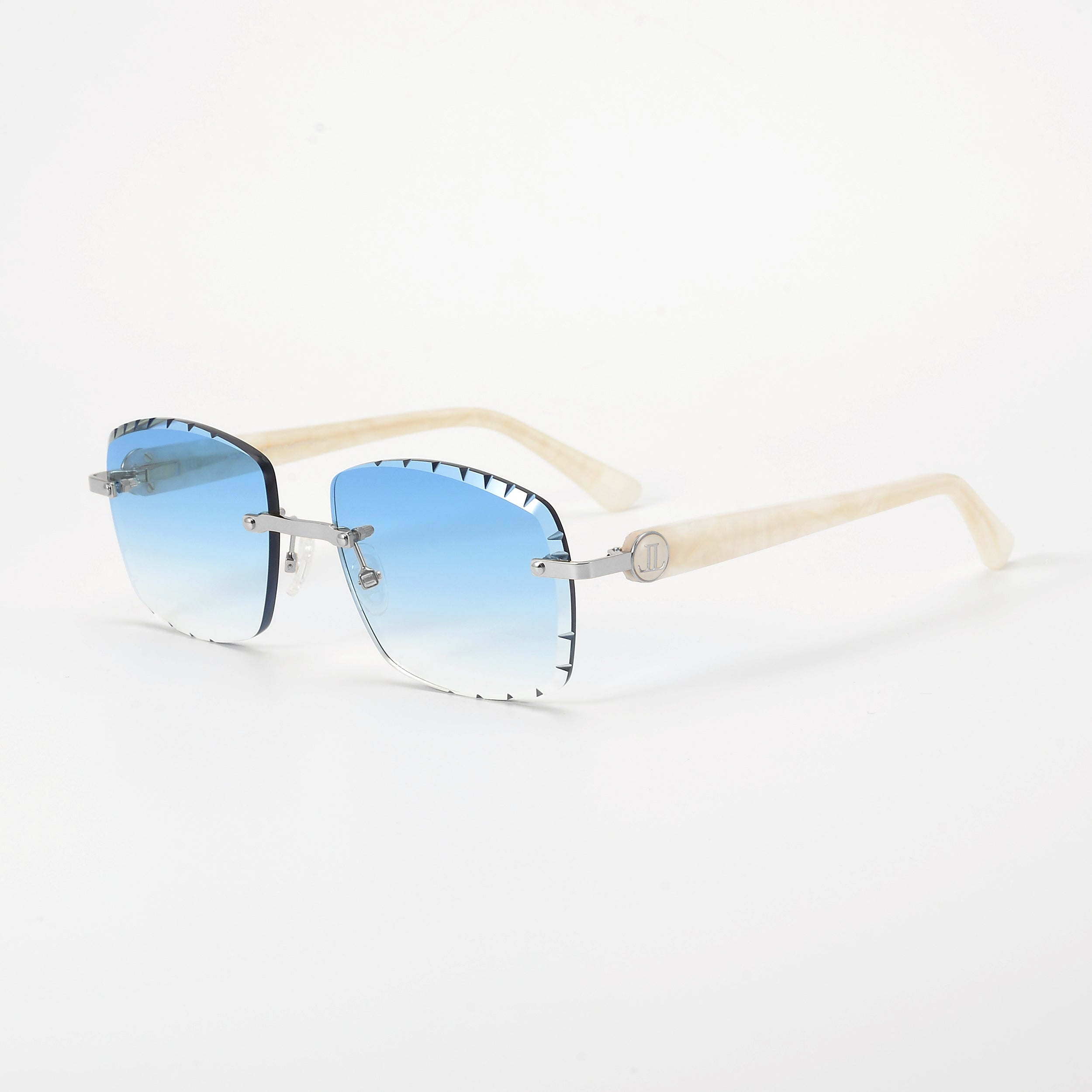 LL004 Pearl/Silber | SkyBlue Verlauf | Pop Smoke Diamond Cut